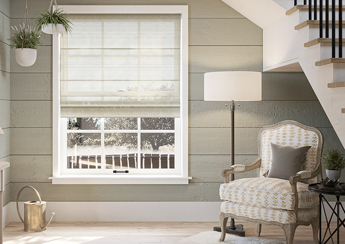 Sahara Voile, Metallic Pearl Grey - Motorised Roman Blind - Image 3